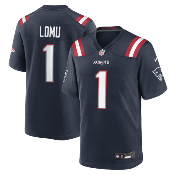 New England Patriots Caleb Lomu 2026 NFL Draft First Round Pick No. 28 Team Game Jersey - Navy