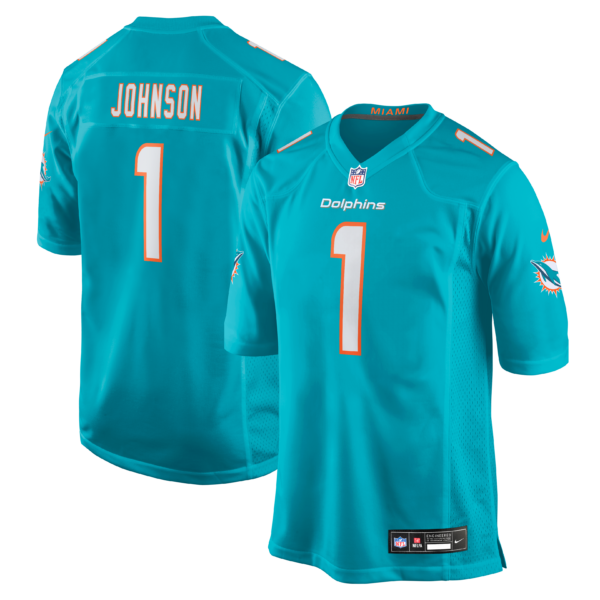 Miami Dolphins Chris Johnson 2026 NFL Draft First Round Pick No. 27 Team Game Jersey - Aqua