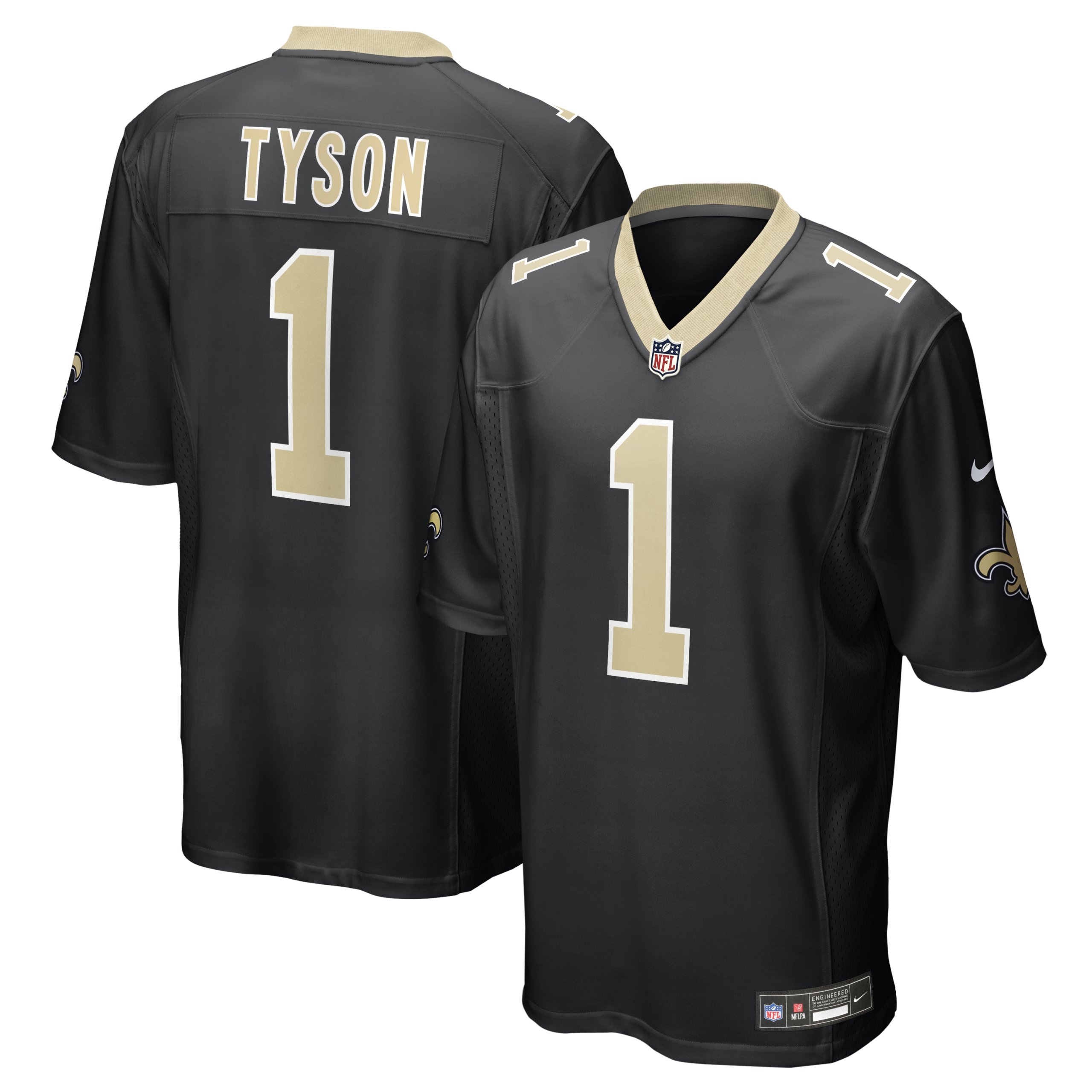 New Orleans Saints Jordyn Tyson 2026 NFL Draft First Round Pick No. 8 Team Game Jersey - Black