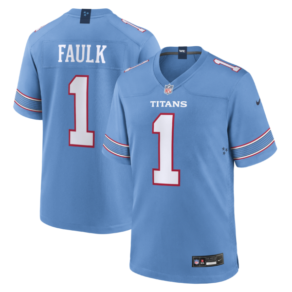 Tennessee Titans Keldric Faulk 2026 NFL Draft First Round Pick No.31 Game Jersey - Light Blue