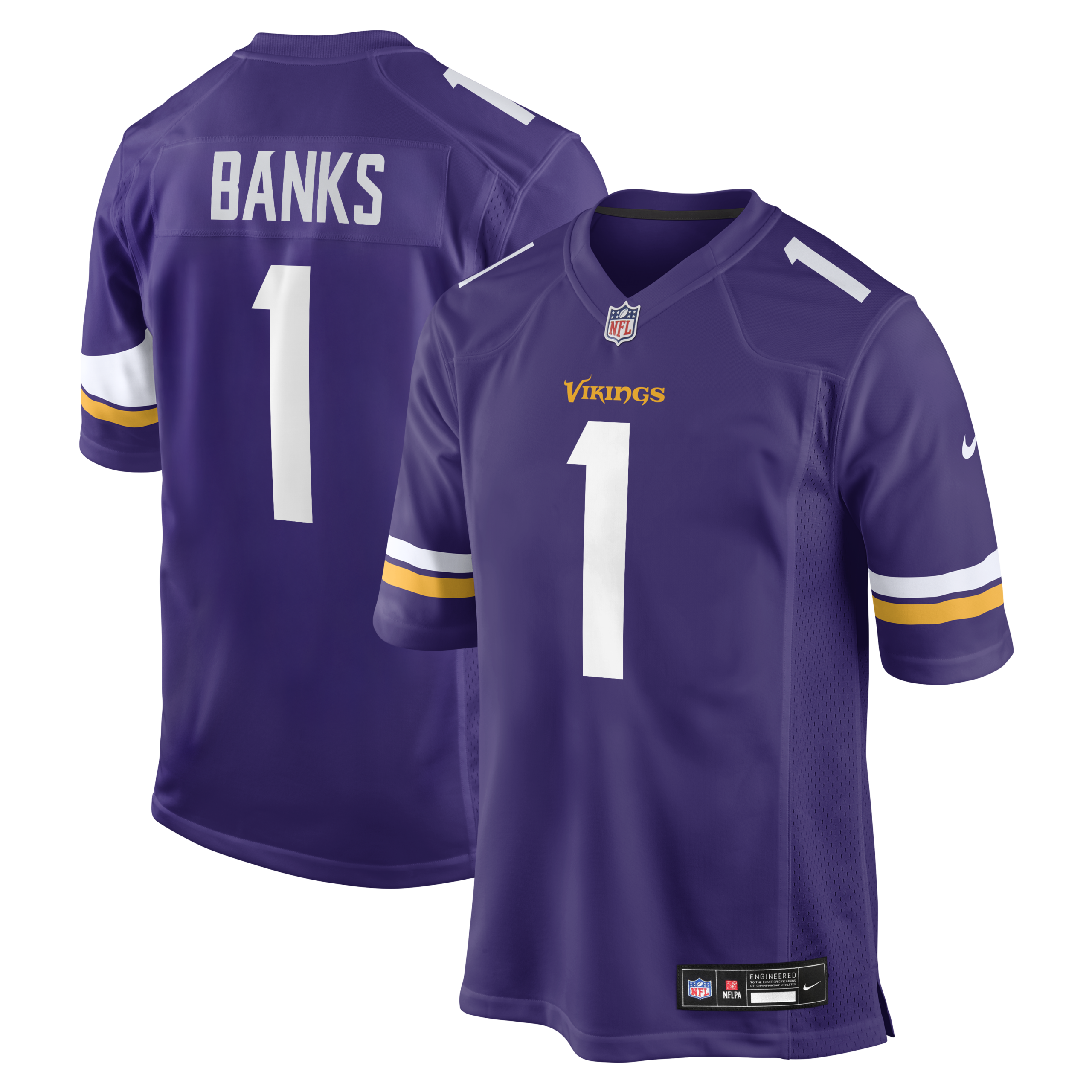 Minnesota Vikings Caleb Banks 2026 NFL Draft First Round Pick No. 18 Team Game Jersey - Purple