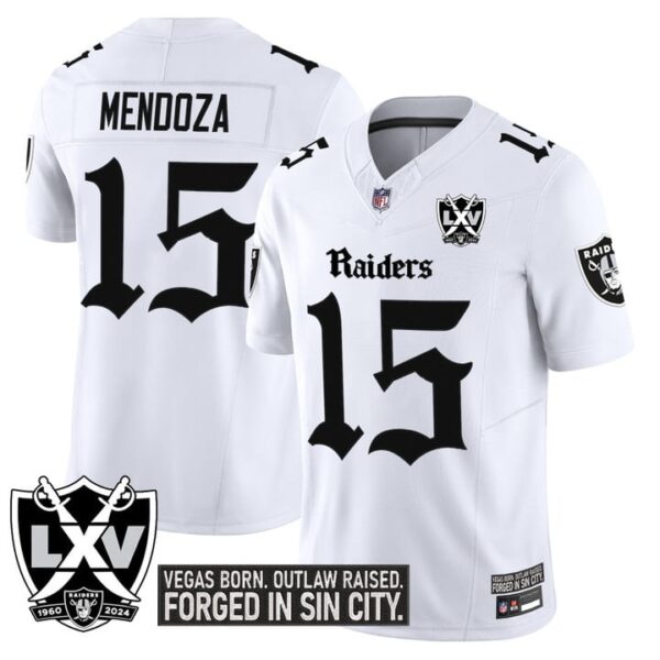 Las Vegas Raiders Fernando Mendoza 'Gothic Sin City Shadows Edition' Vapor Limited Jersey - All Stitched - White
