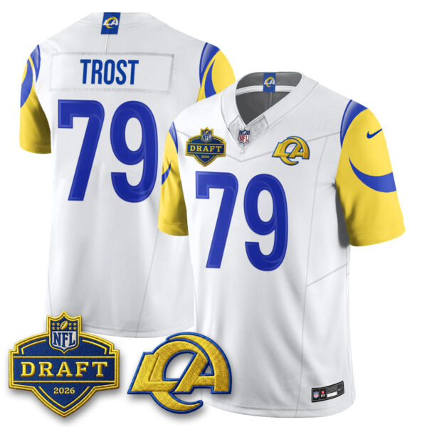 Los Angeles Rams Keagen Trost 2026 NFL Draft Jersey - All Stitched - White