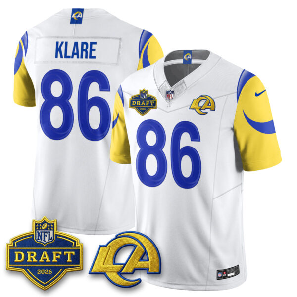 Los Angeles Rams Max Klare 2026 NFL Draft Jersey - All Stitched - White
