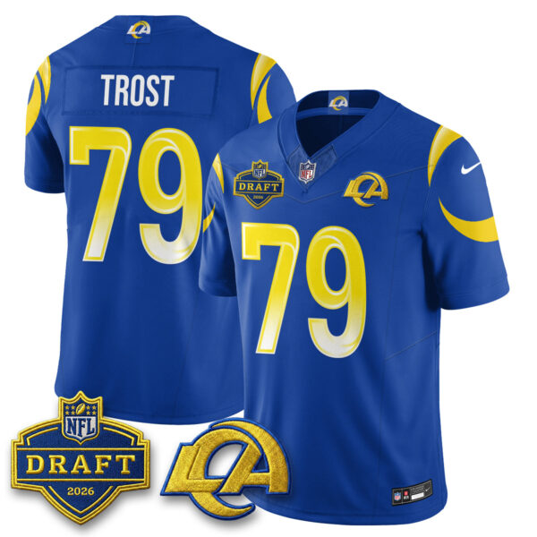 Los Angeles Rams Keagen Trost 2026 NFL Draft Jersey - All Stitched - Royal