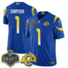 Los Angeles Rams Ty Simpson 2026 NFL Draft Jersey - All Stitched - Royal