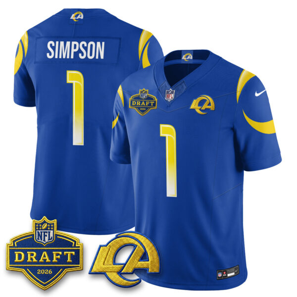 Los Angeles Rams Ty Simpson 2026 NFL Draft Jersey - All Stitched - Royal