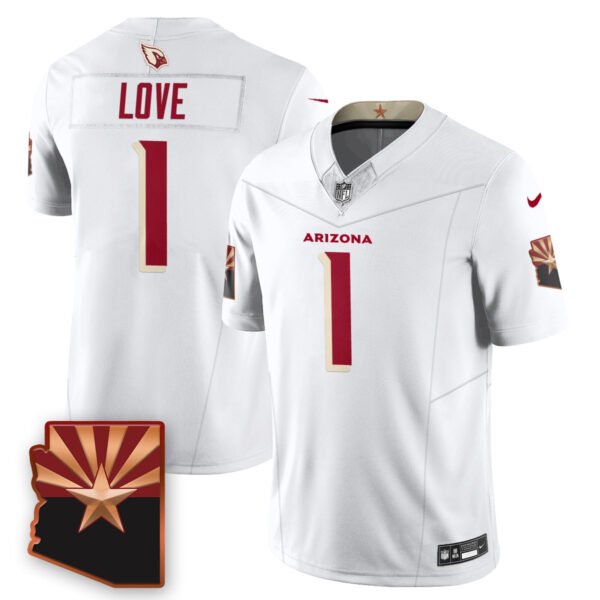 Arizona Cardinals Jeremiyah Love 2026 NFL Draft Jersey - All Stitched - White