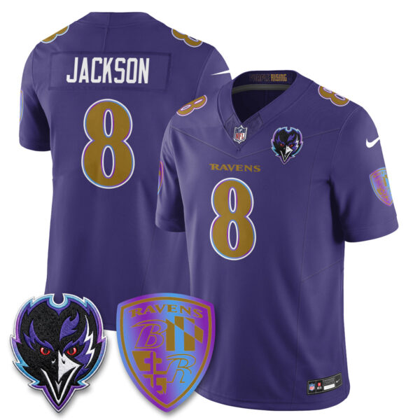 Baltimore Ravens Lamar Jackson The Next Flight Vapor Premier Limited Jersey V2 - All Stitched - Purple
