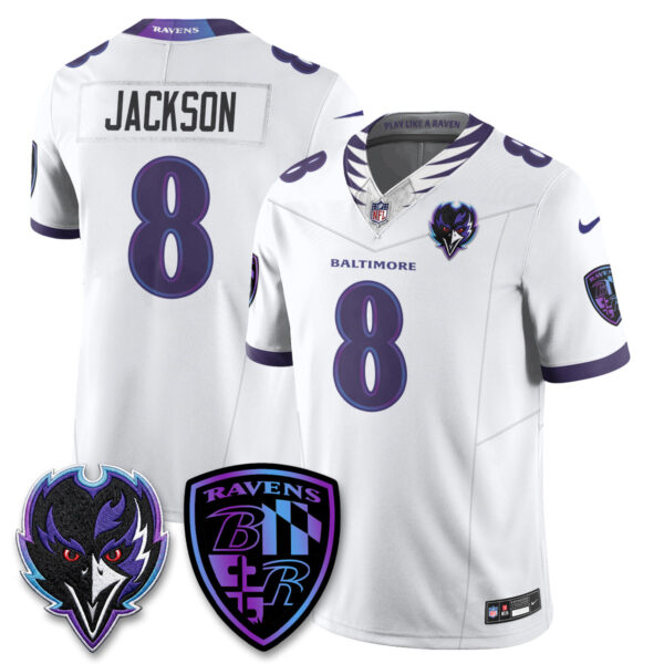 Baltimore Ravens Lamar Jackson The Next Flight Vapor Premier Limited Jersey V2 - All Stitched - White