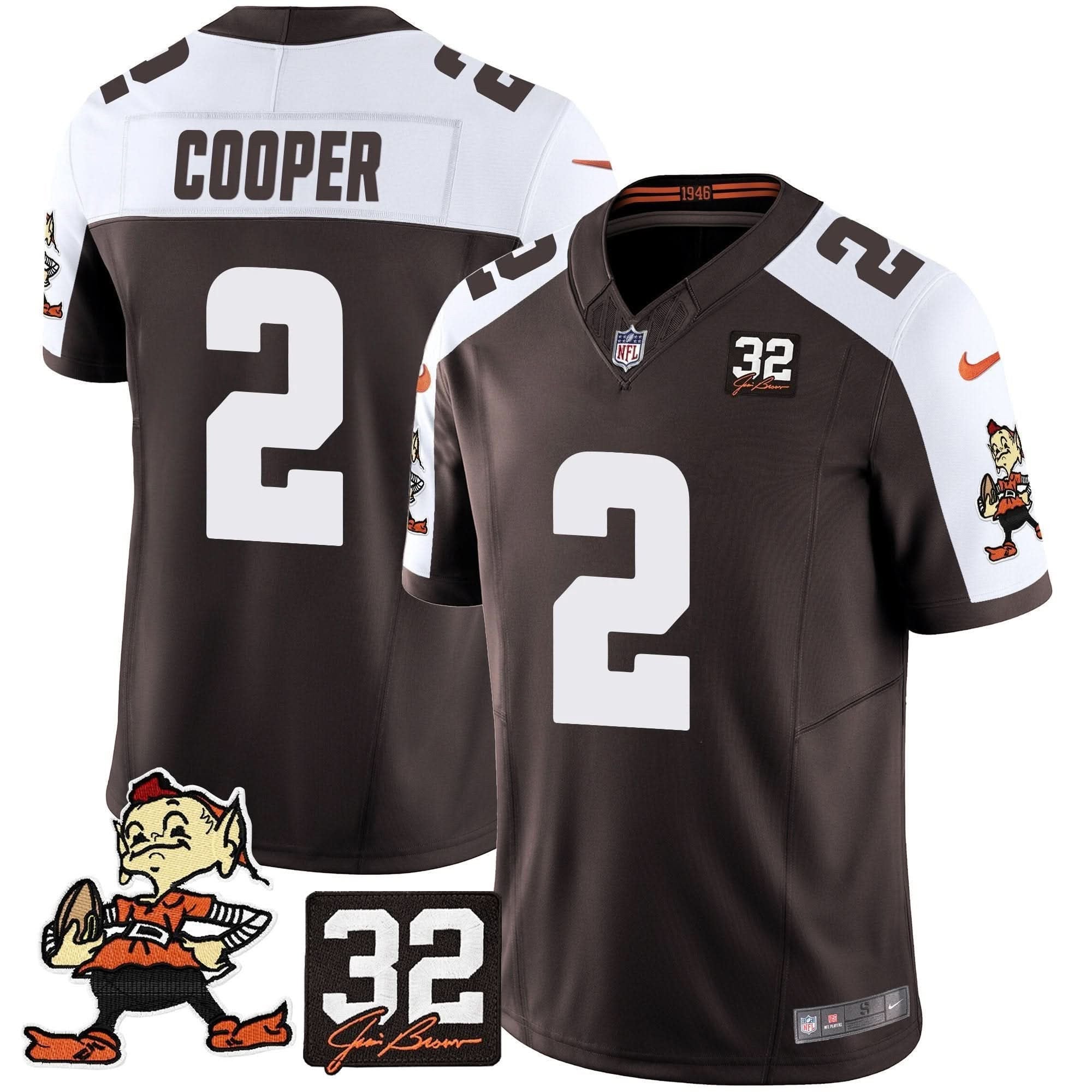 Cleveland Browns Amari Cooper Jim Brown Memorial Patch Vapor Limited Jersey - All Stitched - Alternate