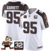 Cleveland Browns Myles Garrett Jim Brown Memorial Patch Vapor Limited Jersey - All Stitched - Inverted