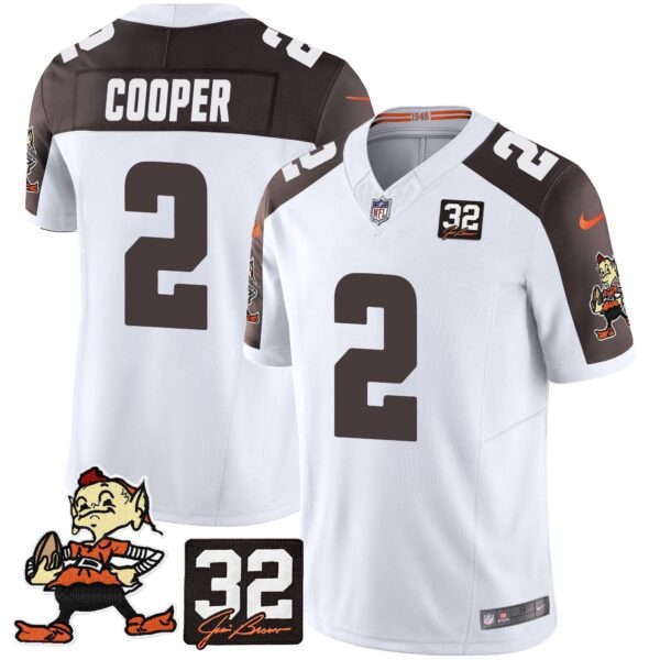 Cleveland Browns Amari Cooper Jim Brown Memorial Patch Vapor Limited Jersey - All Stitched - Inverted