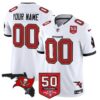 Tampa Bay Buccaneers 50th Season Patch Vapor Limited Custom Jersey - All Stitched - White