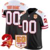 Tampa Bay Buccaneers 50th Season Patch Vapor Limited Custom Jersey - All Stitched - Black Aternate