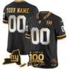 New York Giants 100th Season Patch Gold Vapor Limited Custom Jersey - All Stitched - Black Limited