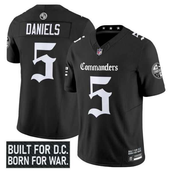 Washington Commanders Jayden Daniels Gothic Capitol Shadows Edition Vapor Limited Jersey - All Stitched - Black