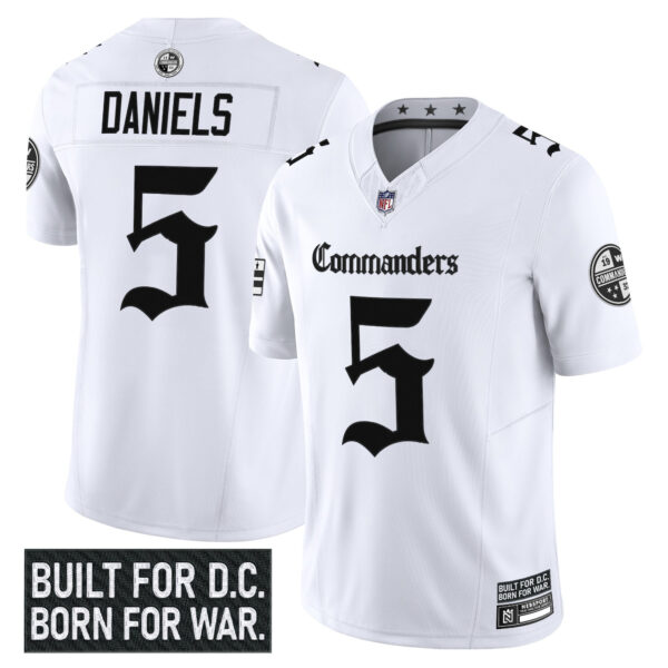 Washington Commanders Jayden Daniels Gothic Capitol Shadows Edition Vapor Limited Jersey - All Stitched - White