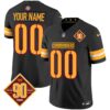 Washington Commanders 90th Anniversary Patch Gold Vapor Custom Jersey - All Stitched - Black