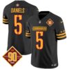 Washington Commanders Jayden Daniels 90th Anniversary Patch Gold Vapor Jersey - All Stitched - Black