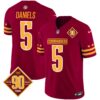 Washington Commanders Jayden Daniels 90th Anniversary Patch Gold Vapor Jersey - All Stitched - Burgundy