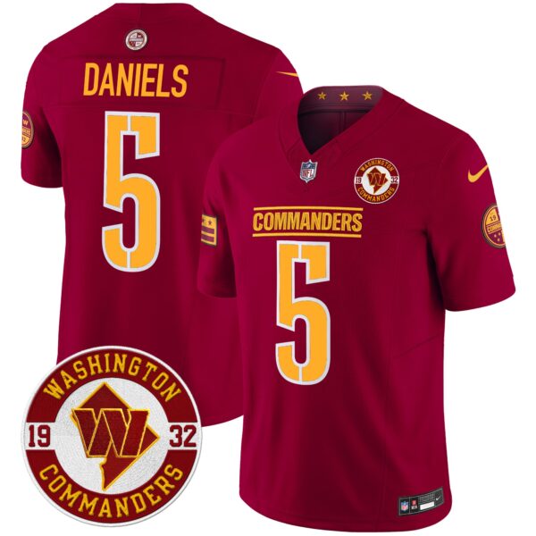 Washington Commanders Jayden Daniels Est. 1932 Patch Vapor Limited Jersey - All Stitched - Burgundy