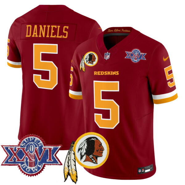 Washington Commanders Jayden Daniels Throwback 1992 Super Bowl XXVI Patch Vapor Limited Jersey - All Stitched - Burgundy