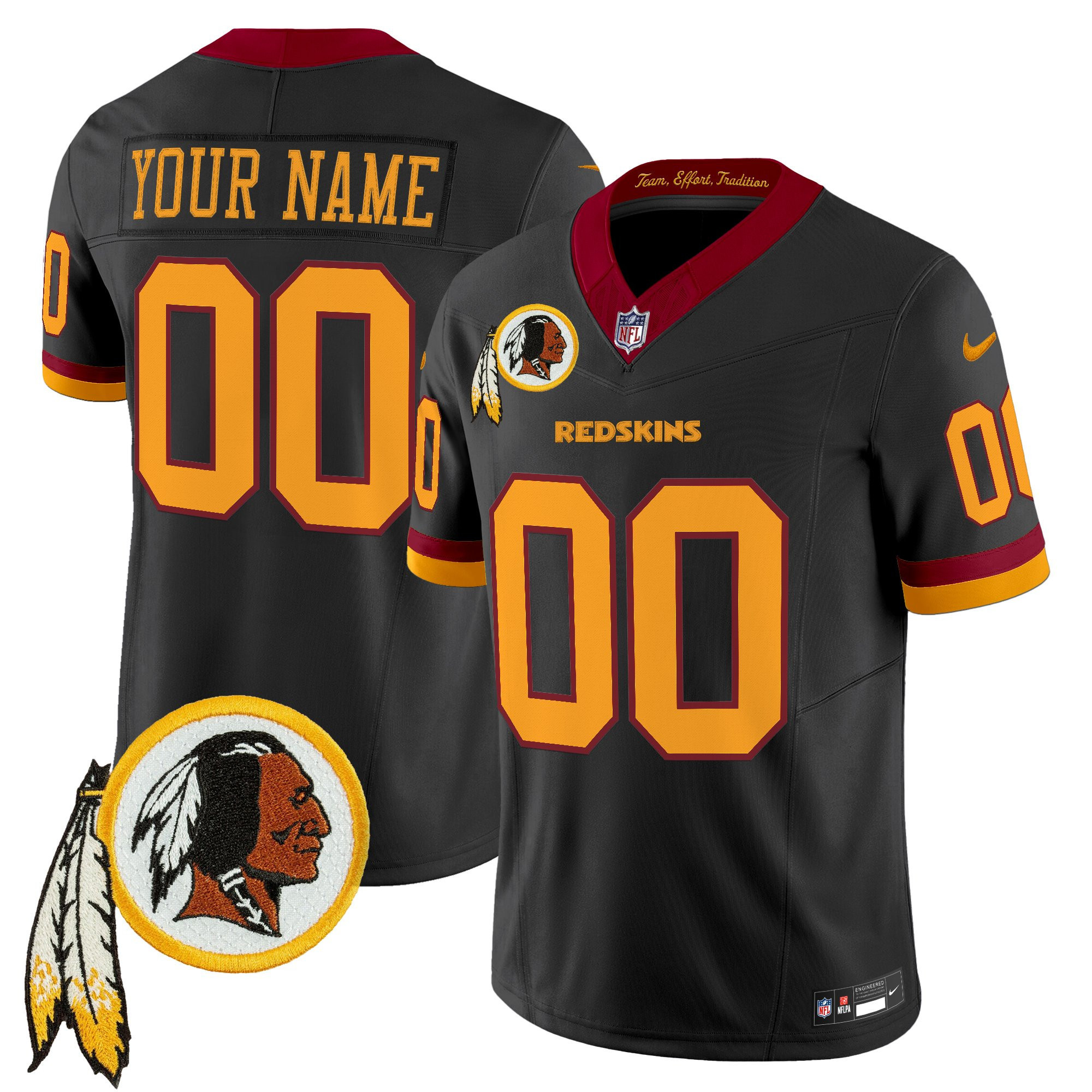 Washington Commanders Throwback Vapor Limited Custom Jersey - All Stitched - Black
