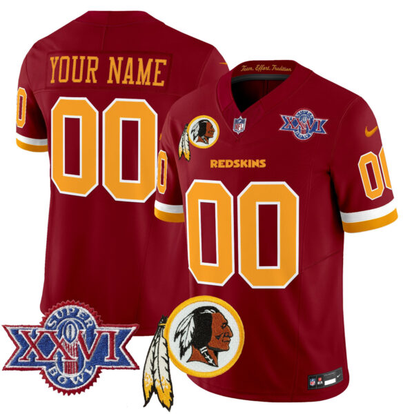 Washington Commanders Throwback 1992 Super Bowl XXVI Patch Vapor Limited Custom Jersey - All Stitched - Burgundy
