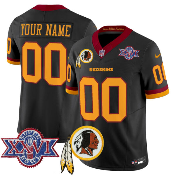 Washington Commanders Throwback 1992 Super Bowl XXVI Patch Vapor Limited Custom Jersey - All Stitched - Black