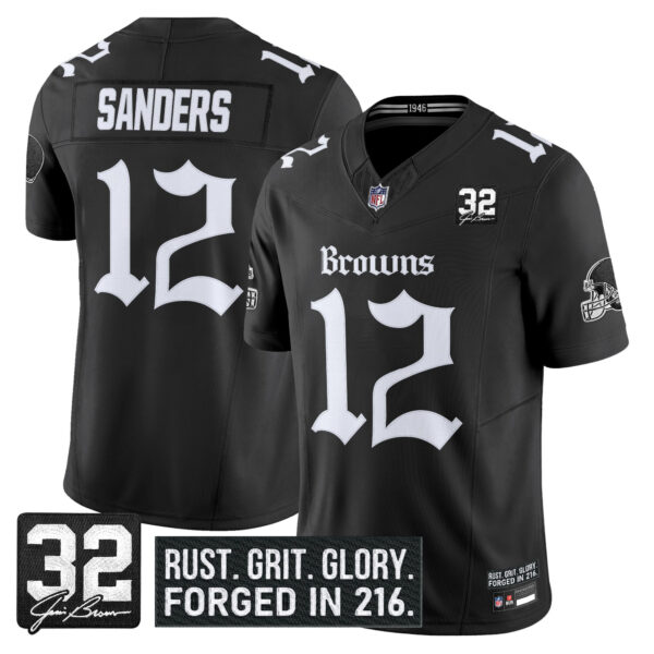 Cleveland Browns Shedeur Sanders Gothic Dawg Shadows Drop Vapor Limited Jersey - All Stitched - Black