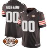 Cleveland Browns 1946 80th Anniversary Patch Custom Jersey - All Stitched - Brown
