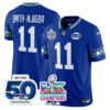 Seattle Seahawks Jaxon Smith-Njigba Super Bowl LX Champions Patch Jersey - All Stitched - Royal