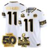 Seattle Seahawks Jaxon Smith-Njigba Super Bowl LX Champions Patch Jersey - All Stitched - White Gold