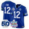 Seattle Seahawks 12th Fan Super Bowl LX Champions Patch Jersey - All Stitched - Royal