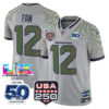 Seattle Seahawks 12th Fan 250th Anniversary Super Bowl LX Patch Jersey - All Stitched - Gray
