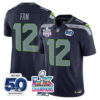 Seattle Seahawks 12th Fan Super Bowl LX Champions Patch Jersey - All Stitched - Navy