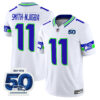 Seattle Seahawks Smith-Njigba 50th Anniversary Patch Vapor Limited Jersey - All Stitched - White