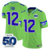 Seattle Seahawks 12th Fan 50th Anniversary Patch Vapor Limited Jersey - All Stitched - Green