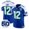 Seattle Seahawks 12th Fan 50th Anniversary Patch Vapor Limited Jersey - All Stitched - Royal Alternate