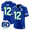 Seattle Seahawks 12th Fan 50th Anniversary Patch Vapor Limited Jersey - All Stitched - Royal