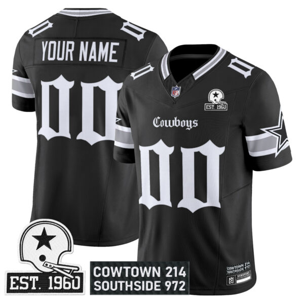 Dallas Cowboys 'Gothic Lone Star Edition' Vapor Limited Custom Jersey - All Stitched - Black