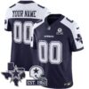 Dallas Cowboys Throwback Texas Patch Vapor Limited Custom Jersey - All Stitched - Alternate Navy
