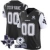 Dallas Cowboys Throwback Texas Patch Vapor Limited Custom Jersey - All Stitched - Black
