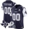 Dallas Cowboys Throwback Texas Patch Vapor Limited Custom Jersey - All Stitched - Navy