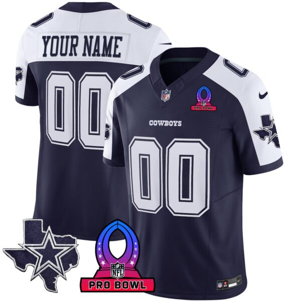 Dallas Cowboys 2024 Pro Bowl Patch Vapor Jersey - All Stitched - Alternate Navy
