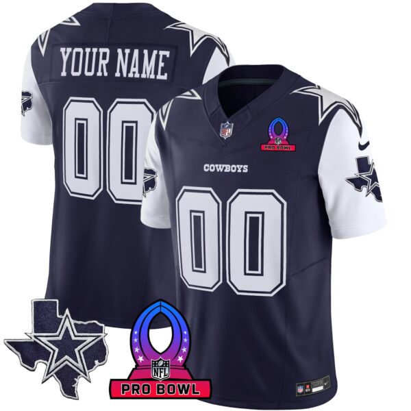 Dallas Cowboys 2024 Pro Bowl Patch Vapor Jersey - All Stitched - Navy