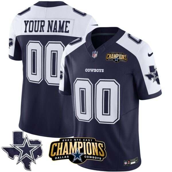 Dallas Cowboys 2023 NFC East Champions Patch Vapor Custom Jersey - All Stitched - Alternate Navy