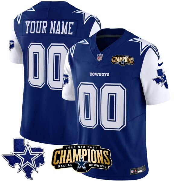 Dallas Cowboys 2023 NFC East Champions Patch Vapor Custom Jersey - All Stitched - Royal