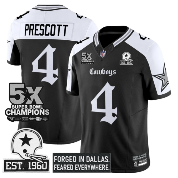 Dallas Cowboys Dak Prescott 'Gothic Lone Star Edition' 5x Champions Patch Vapor Limited Jersey - All Stitched - Alternate